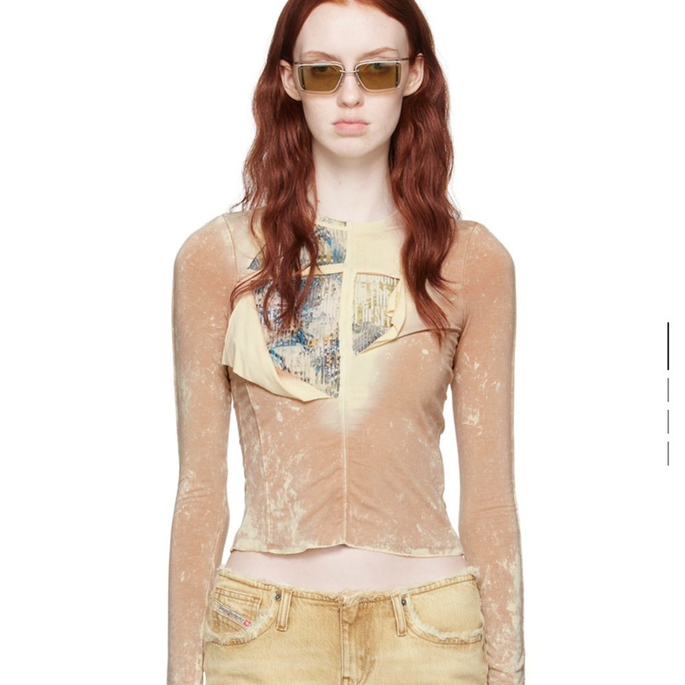 DIESEL Blossom pink Long Sleeve Velvet Top